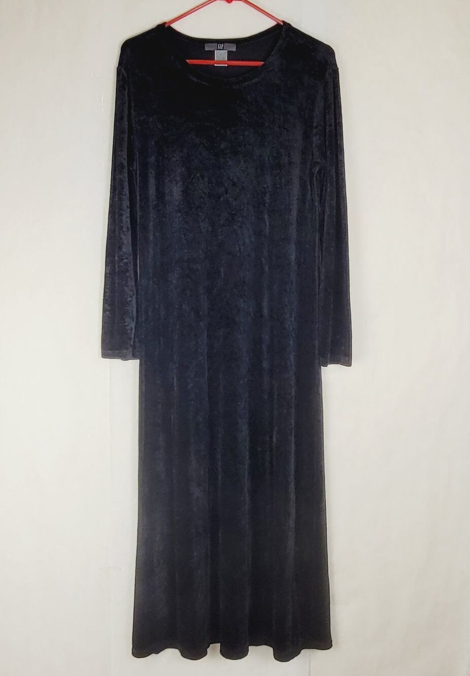 Vintage Gap black velvet maxi dress Large Made in USA whimsigoth grunge witchy